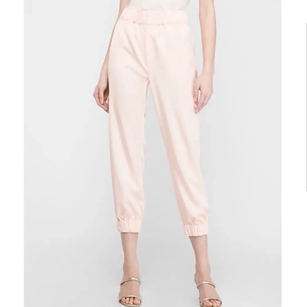 Express Extreme High Rise Satin Cargo Jogger Pink NEW